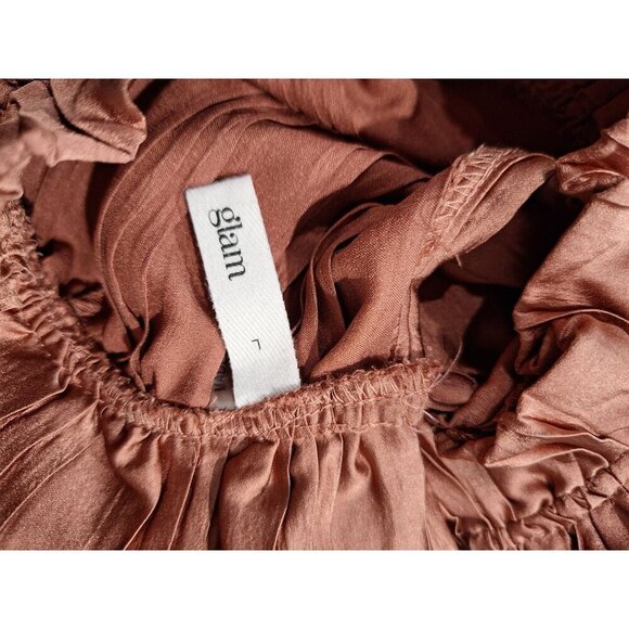 EUC Glam Apparel Mauve Long-sleeve Light & Flowy Crepe Blouse/Sz. L - Picture 5 of 6